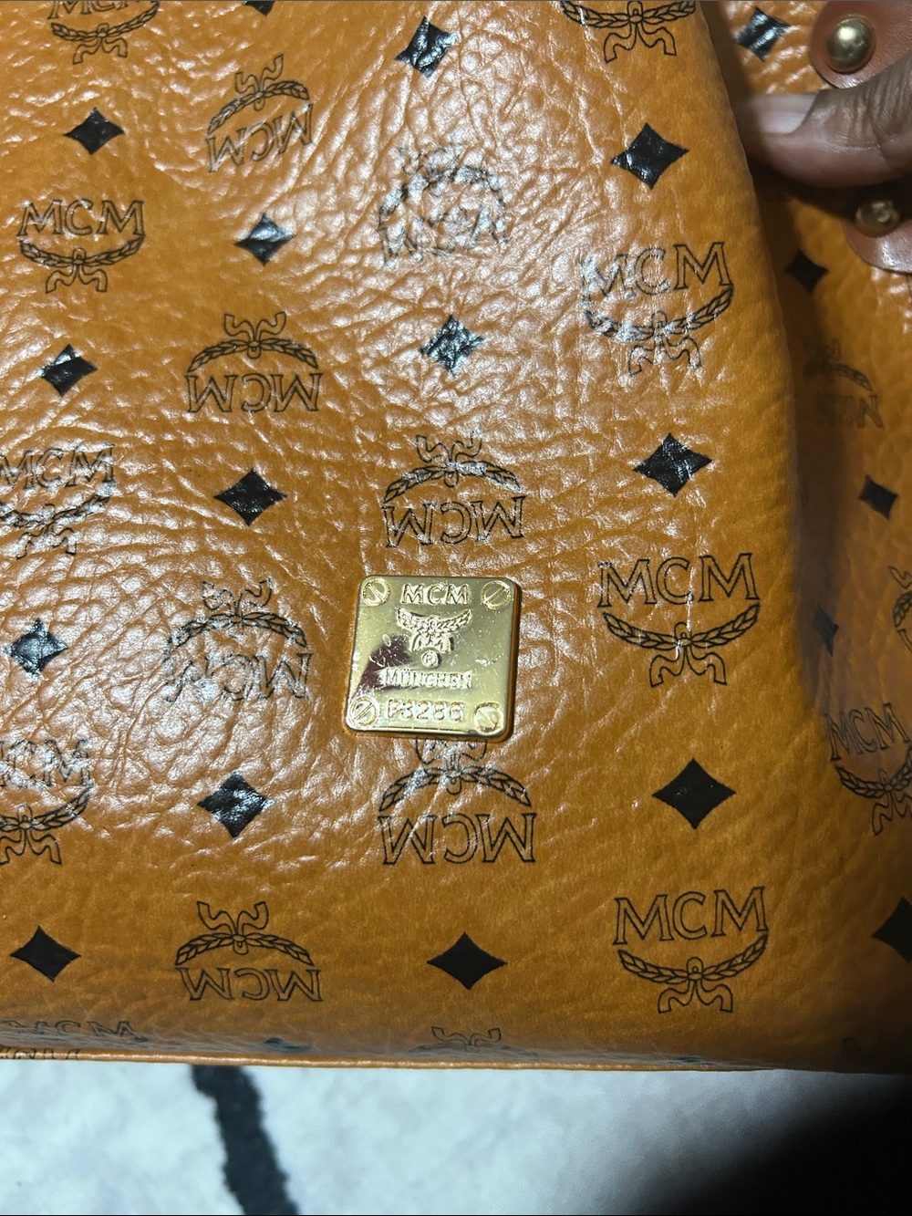 MCM Cognac Monogram Tote with Gold Hardware - Picture 3 of 4